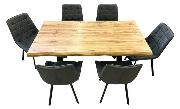 Vikio Jídelní set pro 6 osob 140x90 cm dub, šedá samet VJS114-61S-S