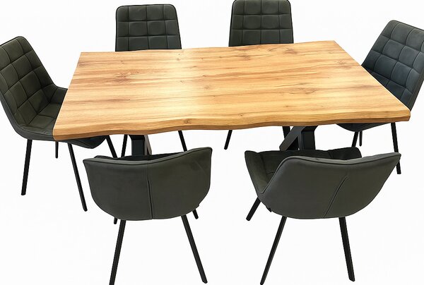 Vikio Jídelní set pro 6 osob 140x90 cm dub, šedá samet VJS114-61S-S