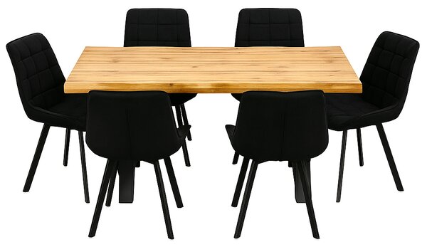 Vikio Jídelní set pro 6 osob 160x90 cm dub-černá VJS116-61C