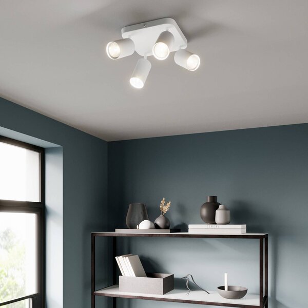 Nowodvorski Lighting Stropní světlo Eye bodovka čtyřramenná čtvercová, bílá, stmívatelný, Bílá / opál, Obývací pokoj / jídelna, kov, Moderní