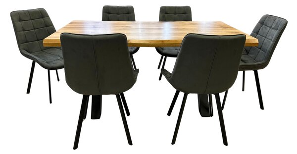 Vikio Jídelní set pro 6 osob 140x90 cm dub, šedá samet VJS114-61S-S
