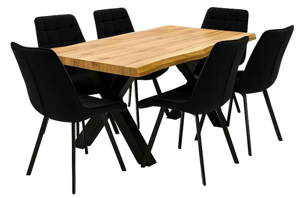 Vikio Jídelní set pro 6 osob 160x90 cm dub-černá VJS116-61C