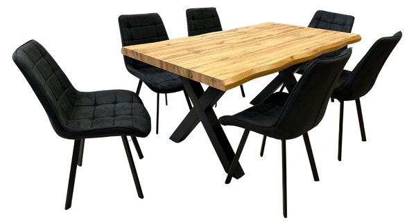 Vikio Jídelní set pro 6 osob 160x90 cm dub-černá VJS116-61C