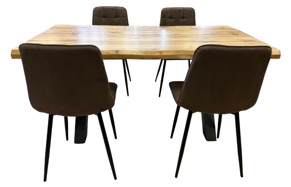 Vikio Jídelní set pro 4 osoby 140x90 cm dub-hnědá samet VJS214-4H-S
