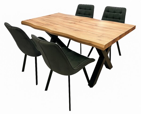 Vikio Jídelní set pro 4 osoby 140x90 cm dub, šedá samet VJS114-41S-S