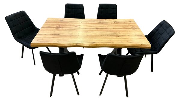 Vikio Jídelní set pro 6 osob 160x90 cm dub-černá VJS116-61C