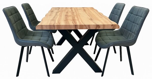 Vikio Jídelní set pro 4 osoby 140x90 cm dub, šedá samet VJS114-41S-S