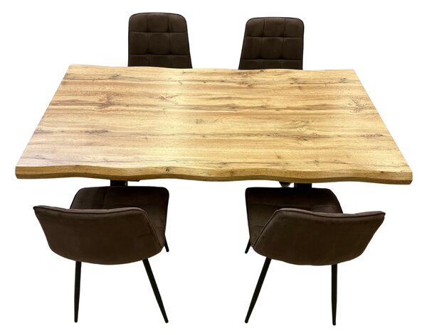 Vikio Jídelní set pro 4 osoby 140x90 cm dub-hnědá samet VJS214-4H-S