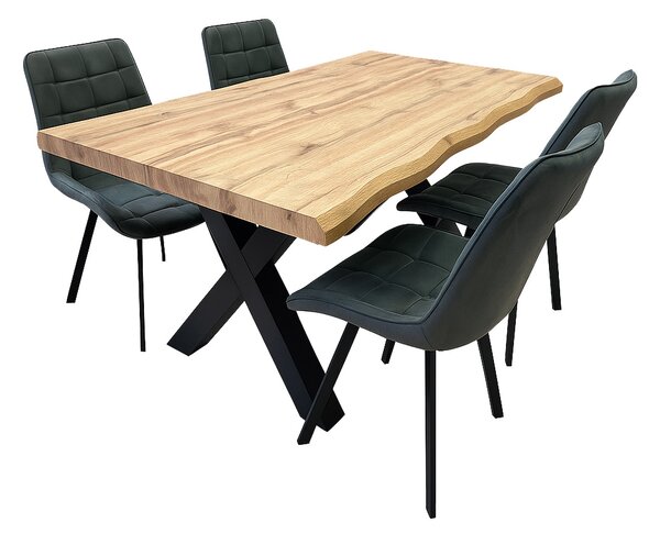 Vikio Jídelní set pro 4 osoby 140x90 cm dub, šedá samet VJS114-41S-S