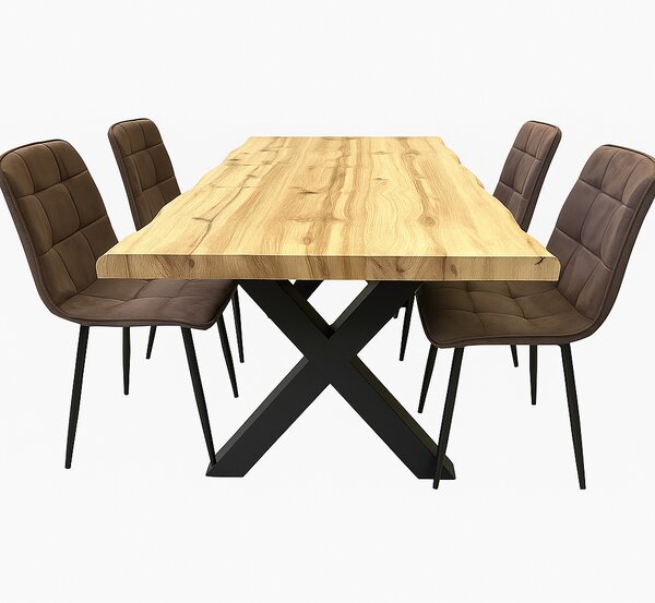Vikio Jídelní set pro 4 osoby 140x90 cm dub-hnědá samet VJS214-4H-S