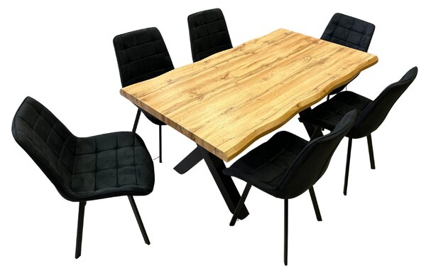 Vikio Jídelní set pro 6 osob 160x90 cm dub-černá VJS116-61C