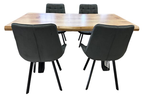 Vikio Jídelní set pro 4 osoby 140x90 cm dub, šedá samet VJS114-41S-S