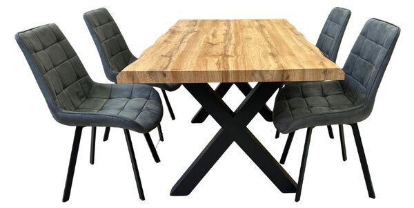 Vikio Jídelní set pro 4 osoby 140x90 cm dub, šedá samet VJS114-41S-S
