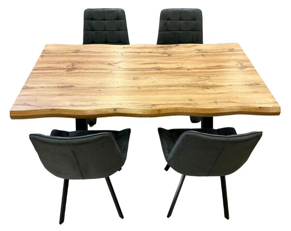 Vikio Jídelní set pro 4 osoby 140x90 cm dub, šedá samet VJS114-41S-S