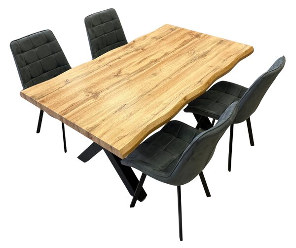 Vikio Jídelní set pro 4 osoby 140x90 cm dub, šedá samet VJS114-41S-S