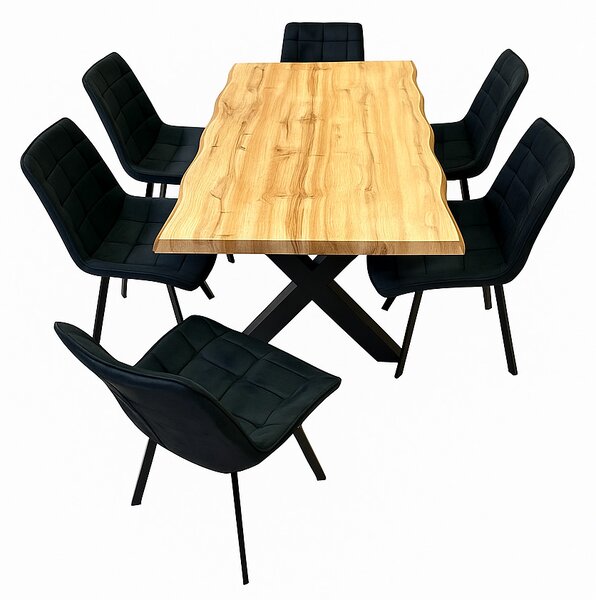 Vikio Jídelní set pro 6 osob 160x90 cm dub-černá VJS116-61C