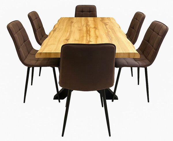 Vikio Jídelní set pro 6 osob 140x90 cm dub-hnědá VJS214-6H-S