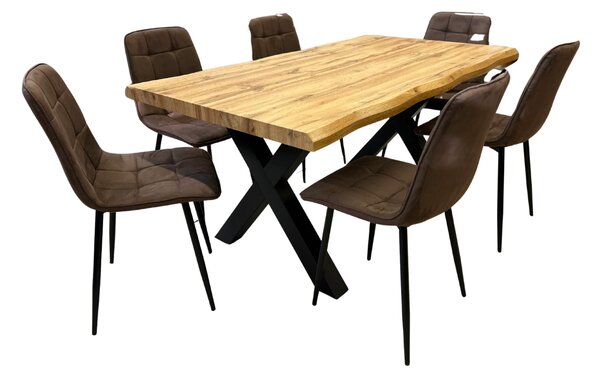 Vikio Jídelní set pro 6 osob 140x90 cm dub-hnědá VJS214-6H-S