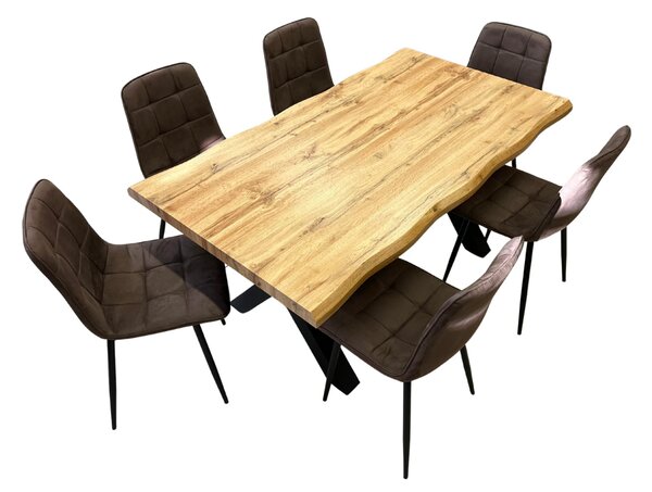 Vikio Jídelní set pro 6 osob 140x90 cm dub-hnědá VJS214-6H-S