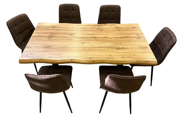 Vikio Jídelní set pro 6 osob 140x90 cm dub-hnědá VJS214-6H-S