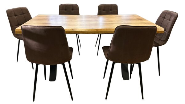 Vikio Jídelní set pro 6 osob 140x90 cm dub-hnědá VJS214-6H-S