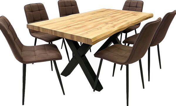 Vikio Jídelní set pro 6 osob 140x90 cm dub-hnědá VJS214-6H-S