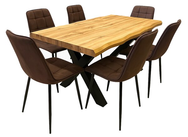 Vikio Jídelní set pro 6 osob 140x90 cm dub-hnědá VJS214-6H-S