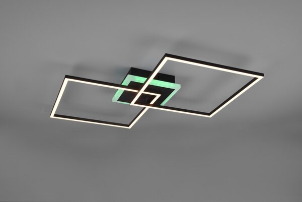 Trio R62843132 LED stropní svítidlo Arribo 1x29W+6,5W | 3250lm+600lm | 3000K | RGB - dálkové ovládání, stmívatelné, oddělené vypínače, černá