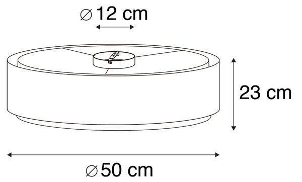 Moderní stropní svítidlo černé s bílou 50 cm 3-světlo - Drum Duo