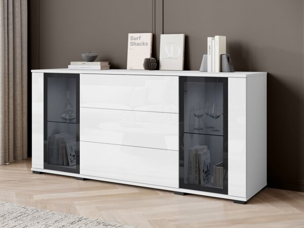 Široká komoda Hedvis SB 150 2D3S, Barva: černá, Osvětlení: osvětlení LED - bílé 5903211423314