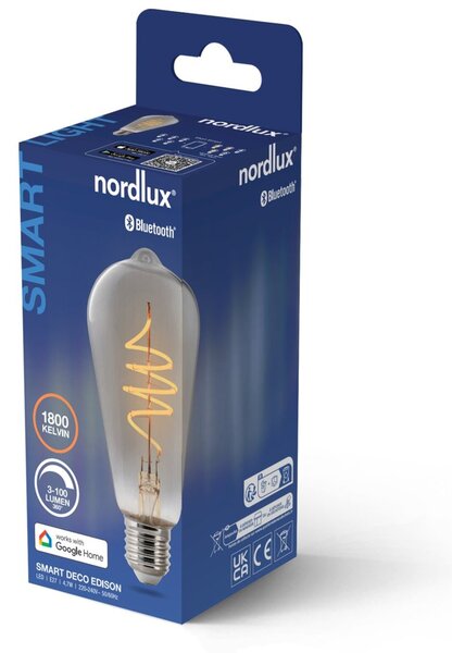 NORDLUX Smart E27 ST64 1800K LED žárovka kouřová 2280022747