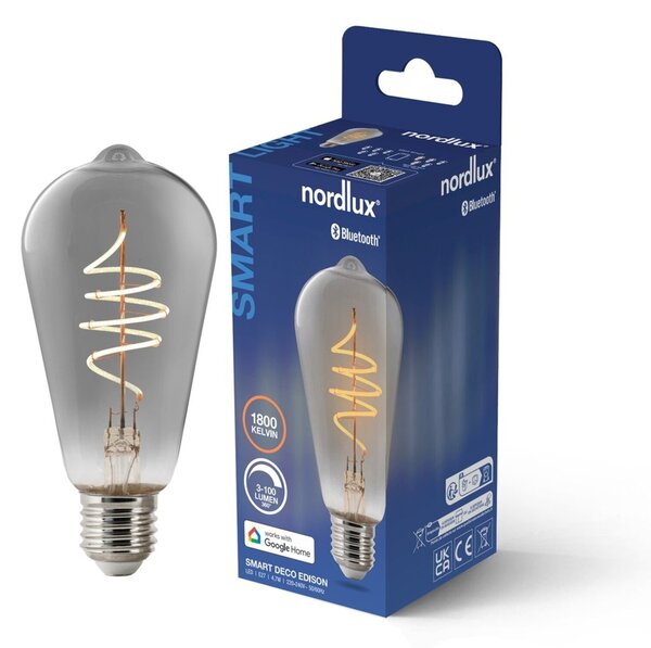 NORDLUX Smart E27 ST64 1800K LED žárovka kouřová 2280022747