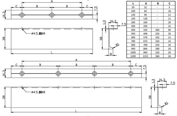 In-Design Nábytková úchytka Lucata černá matná Rozměr úchytky (mm): 300
