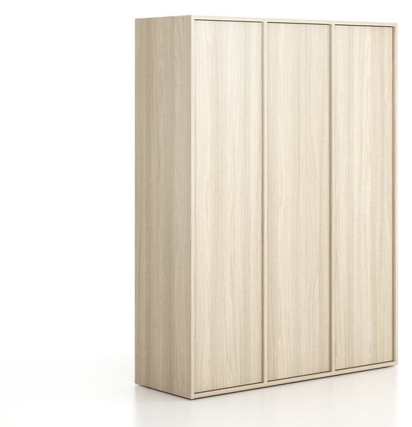 Kancelářská skříň FRAME, 3x dveře, 1299 x 450 x 1735 mm, PUSH-lock, dub přírodní