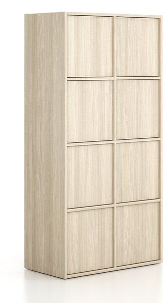 Kancelářská skříň FRAME, 8x dveře, 872 x 450 x 1735 mm, PUSH-lock, dub přírodní