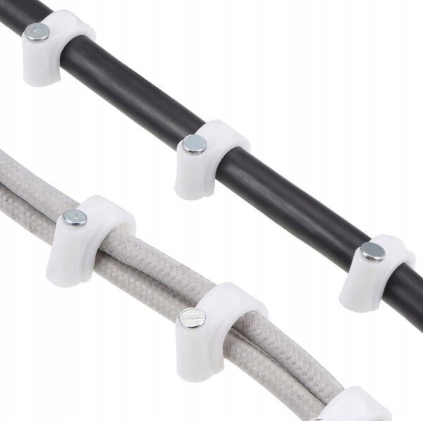 Držáky kabelů pro kabelové girlandy s 8mm hřebíky, 100 kusů, bílé CROWNMAN