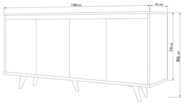 Komoda SUVERA bílá/dub, šířka 140 cm