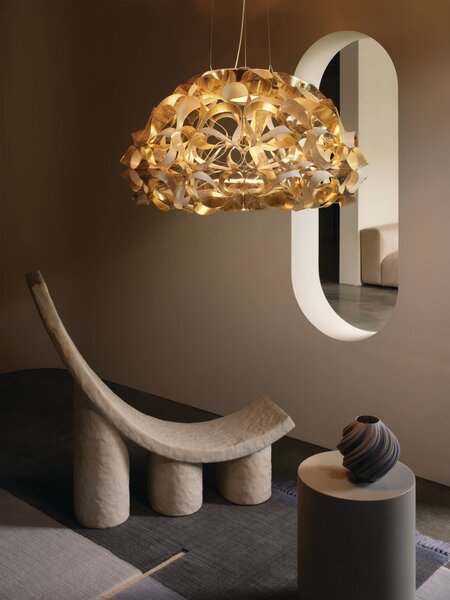 SLAMP QUASL00GLD01T00000EU Quantica 75, designové svítidlo s červeným kabelem, 4x12W E27, prům. 74cm