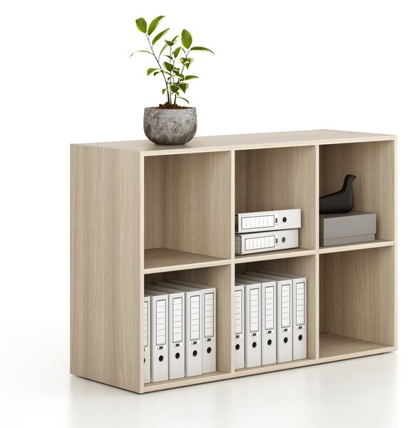 Regál FRAME, nízký, 3 sloupce, 881 x 1299 x 450 mm, dub přírodní