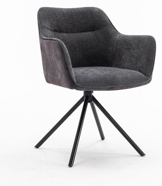 Designová otočná židle Rahiq tmavě šedý samet