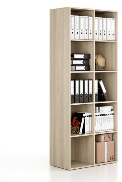 Regál FRAME, vysoký, 2 sloupce, 2162 x 872 x 450 mm, dub přírodní