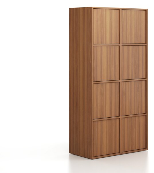 Kancelářská skříň FRAME, 8x dveře, 872 x 450 x 1735 mm, PUSH-lock, ořech