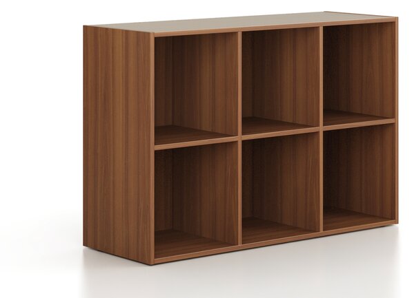 Regál FRAME, nízký, 3 sloupce, 881 x 1299 x 450 mm, ořech