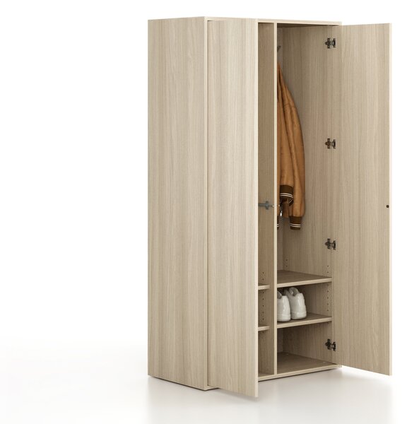 Šatní skříň FRAME, 2 oddíly, 872 x 450 x 1735 mm, PUSH-lock, dub přírodní