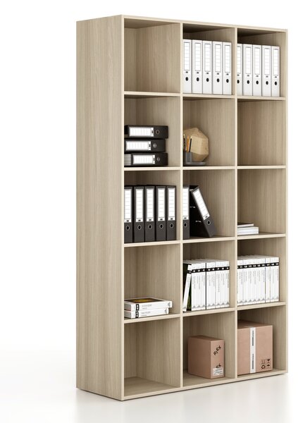 Regál FRAME, vysoký, 3 sloupce, 2162 x 1299 x 450 mm, dub přírodní