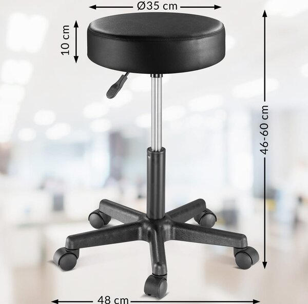 Taburetka na kolečkách BONY, Ø35cm, černá Jurhan