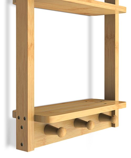 Casaria Závěsná polička do koupelny BAMBOO. 28,5x10x70cm, 3 police, hnědá