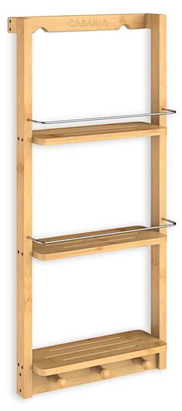 Casaria Závěsná polička do koupelny BAMBOO. 28,5x10x70cm, 3 police, hnědá