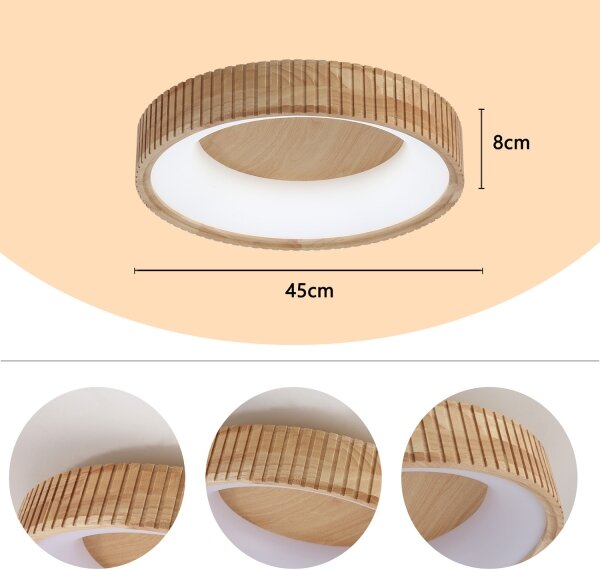 Brilagi - LED Stropní svítidlo FALCON WOOD MODERN LED/30W/230V pr. 45 cm dřevo
