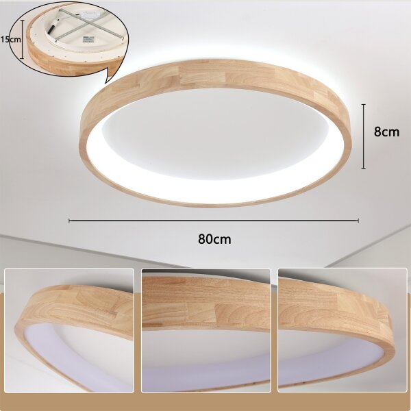 Brilagi-LED Strop. svítidlo FALCON WOOD LED/60W/230V 3000/4000/6000K 80 cm dřevo